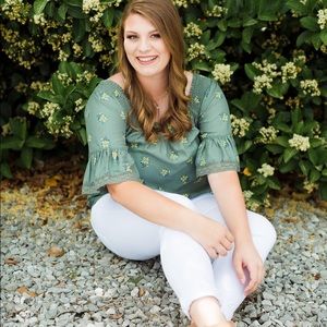 Green Floral off the shoulder top
